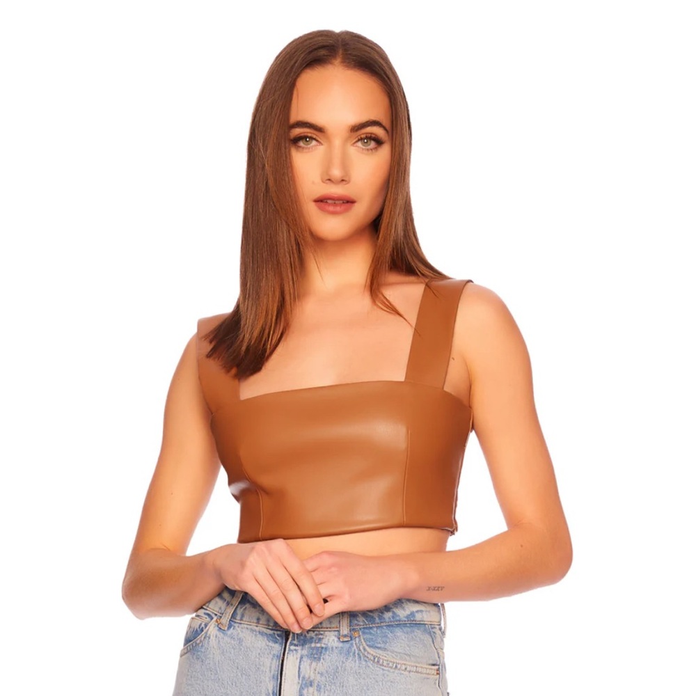 NWT Susana Monaco faux leather wide strap crop top